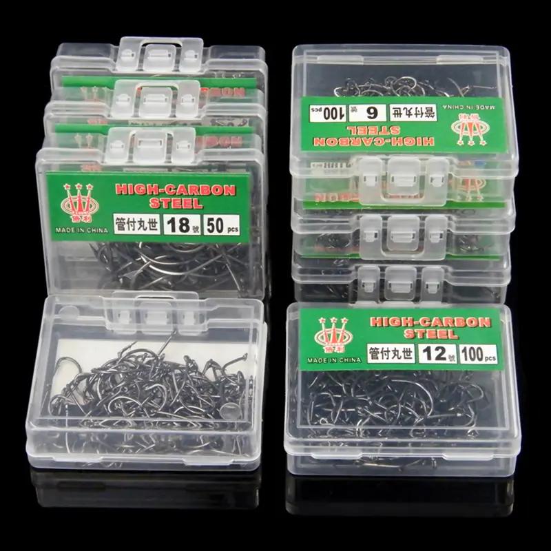 ống hộp 100pcs móc đen thép cao cacbon con gấu. và móc câu biển với nhẫn và dây…