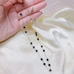 Kalung Bobal Diamond Hitam Titanium Embos 750 Kait Lobster