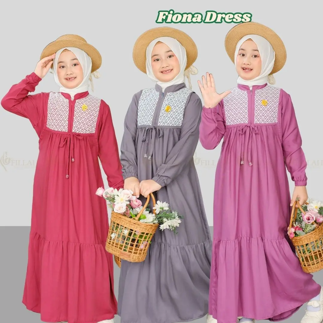 Fiona Dress Gamis Anak Perempuan Rayon Twill Gamis Anak 2 - 16 Tahun Gamis Anak Modern Gamis Tanggung Gamis Remaja Gamis Rayon Gamis 2025 Gamis Lebaran