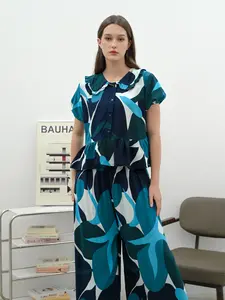 Setelan Sava Jumbo Dewi Sri Oneset Baju Full Kancing Atasan Lengan Pendek Celana Kulot Panjang Katun Rayon Bumil Busui Friendly Wanita Bali