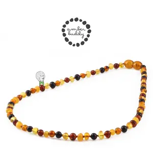 Amber Buddy | XB43M Kalung Amber Anak Multicolour Brown Glossy - 38cm Junior