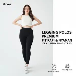 Legging Wanita Jumbo Panjang Polos Hitam Katun Stretchy Nyaman Bahan Premium Fit S hingga XXL