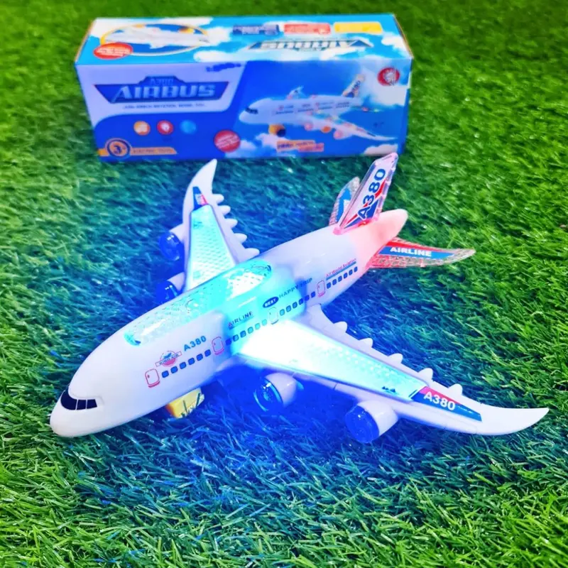 Mainan Anak Pesawat Terbang Airbus A380 Toys Control Baterai Bergerak Lampu Plastik Remote 2