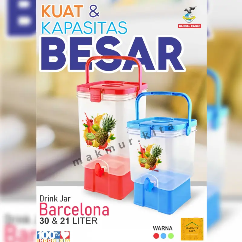 Dispenser Air Minum 21 30 Liter Plastik Drink Jar Barcelona Global Eagle 0