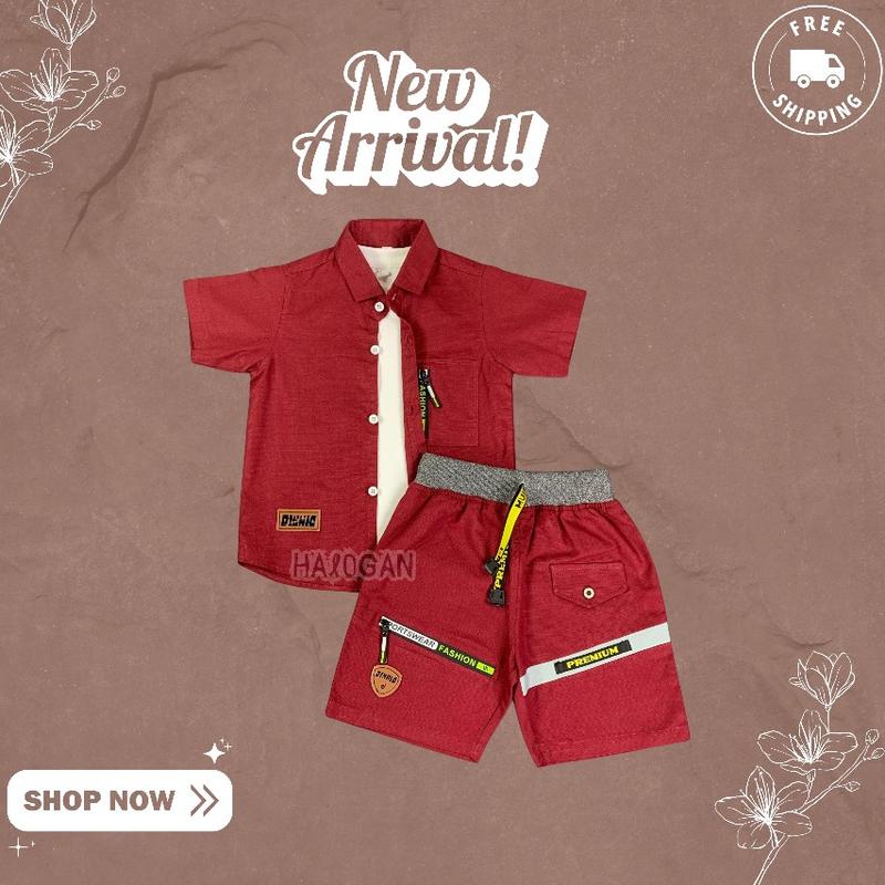 Product Introduction of Setelan Kemeja Anak Cowo Anak Laki-laki Lengan Pendek Celana Pendek Kombinasi Usia 1-5 Tahun By Halogan Kids 29