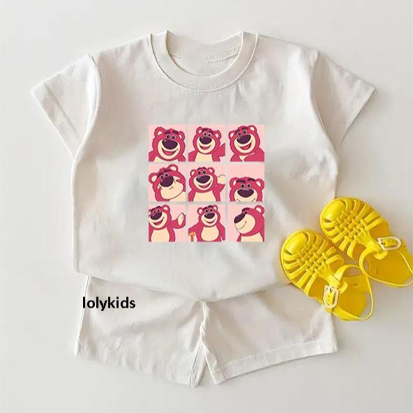 COD Stelan  Anak Yeah Lotso / Stelan Anak Kotak Lotso / Stelan Anak Lucu / One Set Anak Korean Style / Setelan Anak Kekinian Premium 1