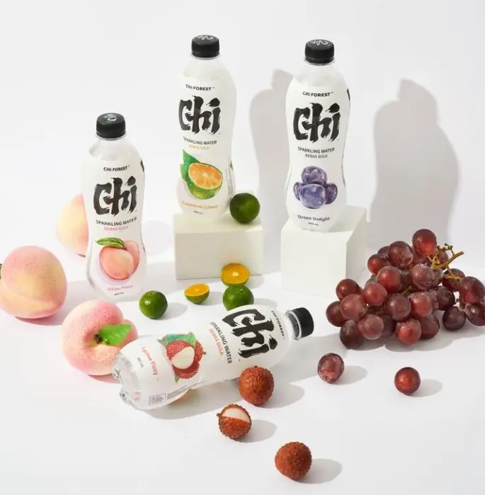 Chi Forest Sparkling Water Bebas Gula White Peach 480 ml Disney Stitch  Edition Air Botol Buah Food Minuman Putih Segar Sehat Bahan Sirup Etawa Wijen Selai Garing Maryam Soda Platinum 3