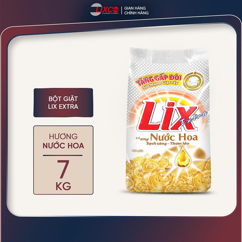 Bột giặt Lix Extra hương nước hoa 7kg EH070 quần áo sạch thơm lâu cho giặt tay, máy giặt cửa trên - Lixco Việt Nam