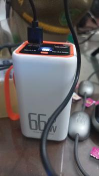 Product Review of powerbank ip  60000mAh ori 66W Super Fast Charging dengan LED Display dan 3 Port Keluaran USB  4 Hitam Charger Powerbank Jam Plastik Putih lightning usb 3.0 power bank 60000 original from K**i 0