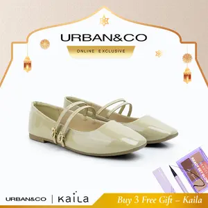 URBAN&CO Lunelle Flatshoes Tali Wanita Mary Jane Pink - Lunelle