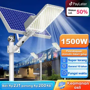 【garansi 10 tahun】Lampu Jalan Tenaga Surya Matahari 1500W  lampu tenaga surya Lampu Solar Cell lampu tenaga suryah otomatis Lampu sensor LED Luar Ruangan lampu taman lampu dinding 0 Biaya listrik lampu solar panel Besi lampu emergency