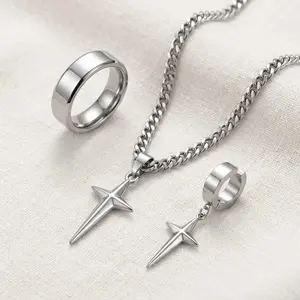 set titanium kalung gelang cincin terbaru kalung titanium anting titanium cincin titanium anti karat