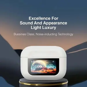 A9 PRO Earphone TWS Smart Earbuds Touchscreen Headset Bluetooth Ver 5.4 Active Noise Cancellation Smart Laptop tws fullbass Screen Active Noise Reduction True Wireless Bluetooth Earphone Touch Screen With Led Charging Case Headphone Earbuds putih