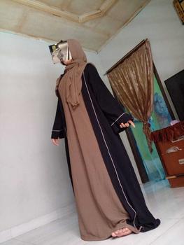 Product Review of ZARQA - Luna Gamis 2 | Abaya gamis sisesa Two Tone List Bisban Polos Muslim Turki Dewasa Remaja Lebaran terbaru 2025 Crinkle Mewah Maxi abaya santri Airflow Simple from f**a 1