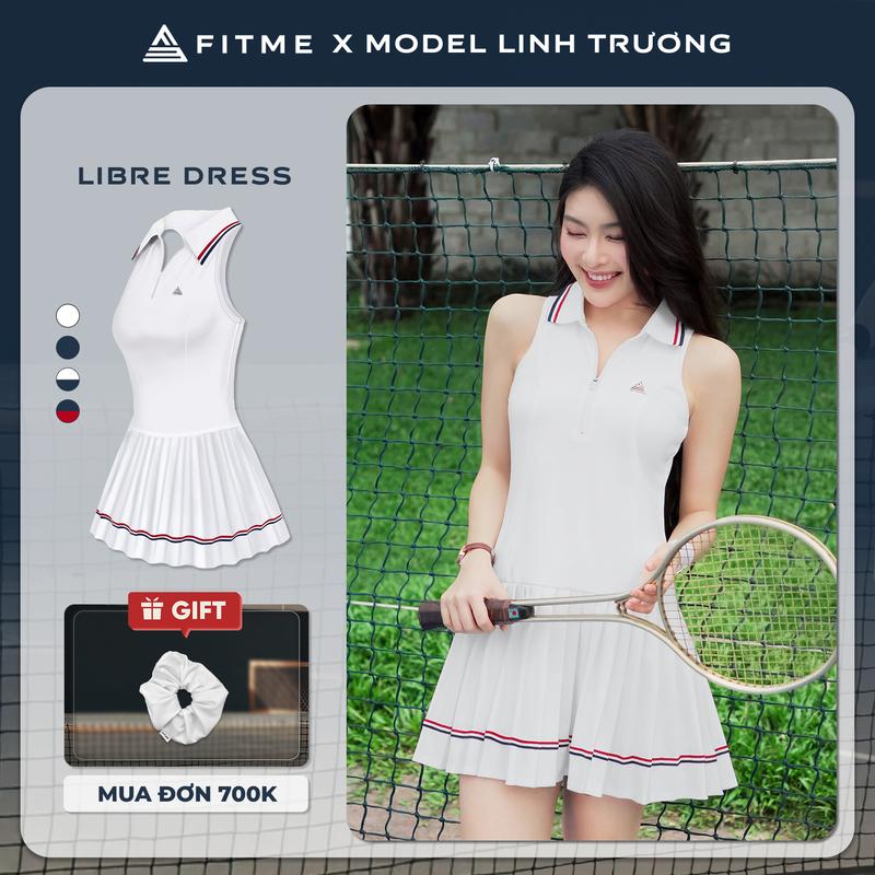 Váy tennis pickleball nữ Fitme LIBRE EA xếp ly tặng kèm quần bảo hộ thoáng khí chơi thể thao DXSP01