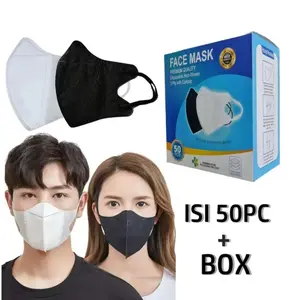 Masker Duckbill Facemask Face Mask Warna Hitam Putih 3 Ply Earloop Original Untuk Dewasa Isi 50 Pcs Per Box Premium Quality