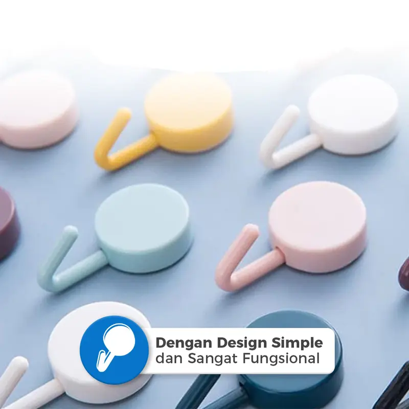 Hook Macaron Bulat Gantungan Dinding Bulat Polos Gantungan Kunci Baju Kuat Serbaguna 2