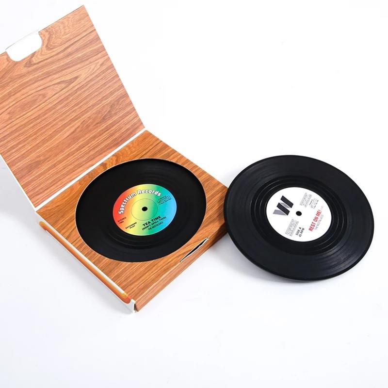Đế Lót Ly Trà Ghi Âm Chống Trượt, Retro Vinyl CD Cách Nhiệt Placemat / Cốc Lót Ly Thích Hợp Cho Gia Đình, Nhà Hàng Và Quán Bar / Placemat Chịu Nhiệt Để Trang Trí Bàn 5