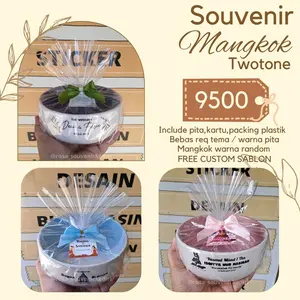 SOUVENIR MANGKOK TWO TONE KEMAS PALASTIK + SABLON