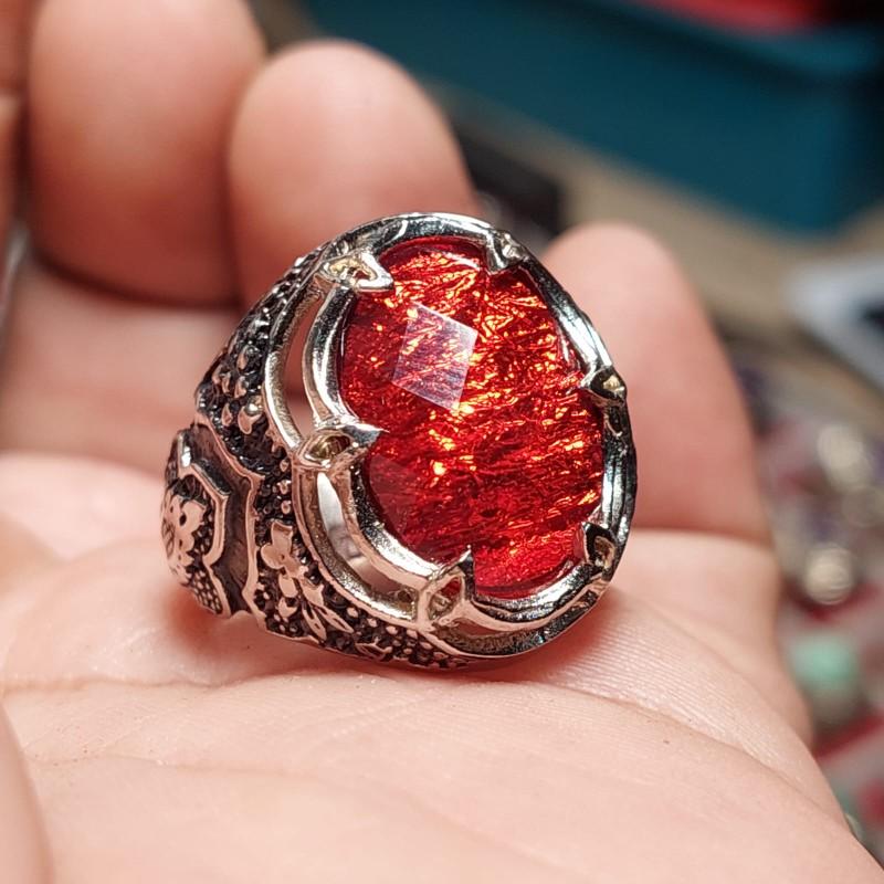 Cincin Wisanggeni Merah RS / R4cun Api Merah /Red Fire opal ring alpaka super Delima
