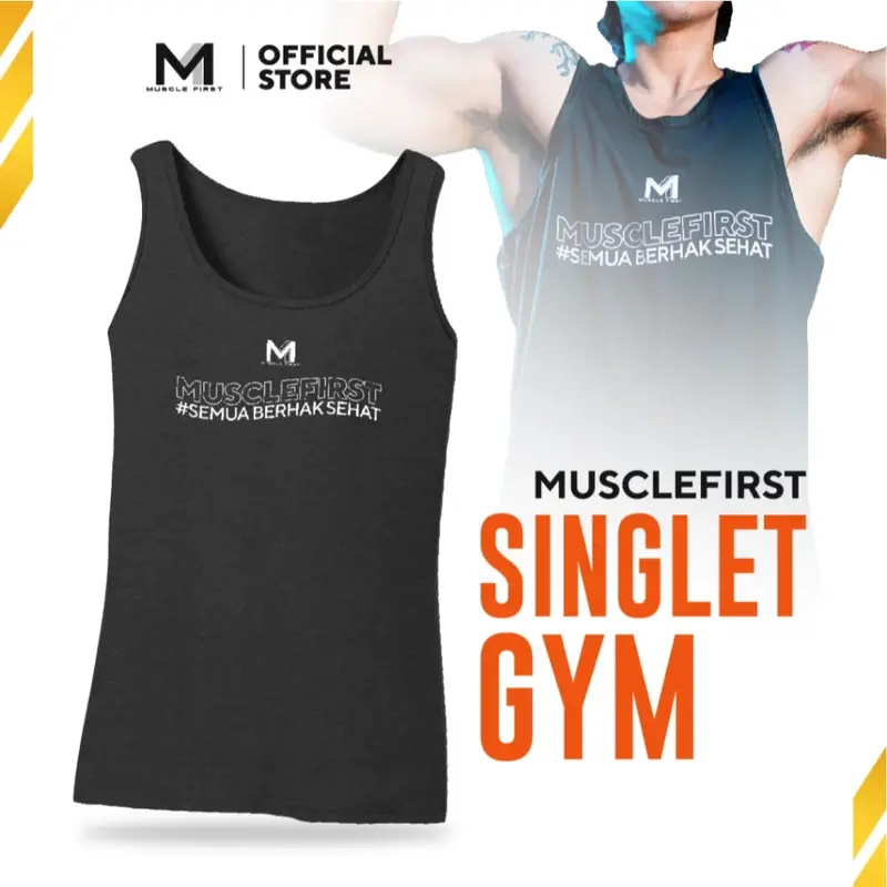 MUSCLE FIRST Singlet Gym Kaos Olahraga - Pakaian Olahraga 0