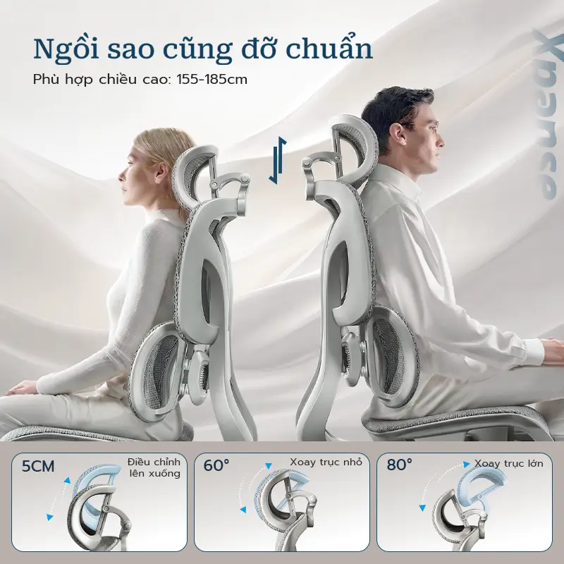 Ghế công thái học Xpanse T8 Hệ thống nâng đỡ động dạng đôi cánh bionic bằng lá thép độc lập, Lưới nano mát lạnh | ghế gaming | ghế văn phòng | ghế tựa lưng | BigBuy360 - bigbuy360.vn