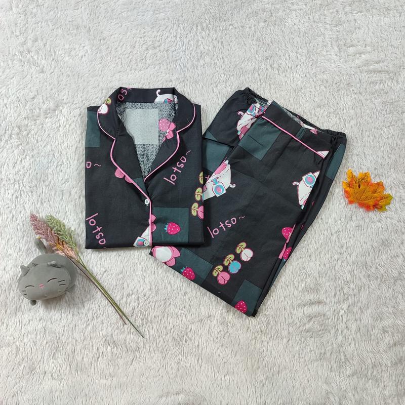 BAJU TIDUR / PIYAMA WANITA DEWASA XL (LD 110 CM), LENGAN PANJANG & CELANA PANJANG 3