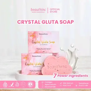BEAUTHINC SOAP CRYSTAL GLUTA SABUN WAJAH BADAN MENCERAHKAN MEMUDARKAN BEKAS LUKA JERAWAT EKSIM