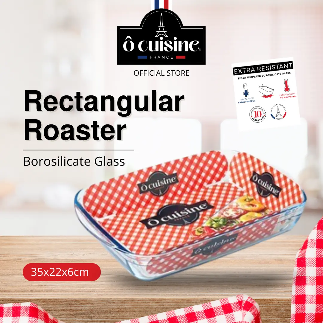 Loyang Kaca Ocuisine Persegi Panjang Roaster 35x22x6cm