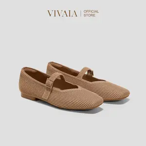 VIVAIA Sepatu Wanita Square-Toe Mary-Jane (Margot Mary-Jane) - Nutmeg
