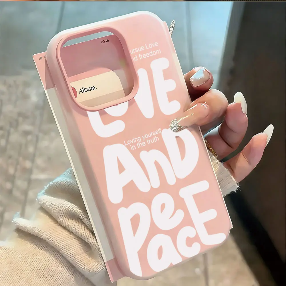 Jelly Color Case for VIVO Y19S GT Y04 Y04s Y21d Y29 Y28 Y03 Y18 Y100 Y17S Y27S Y36 Y22 Y21 Y20 Y17 Y16 Y15S Y02S Y20 Y33T Y15S Y11 Y91C Y1S Y12S Y12A Y19 Y95 Motif Tulisan LOVE AND PEACE Double-layer Softcase Casing Cover