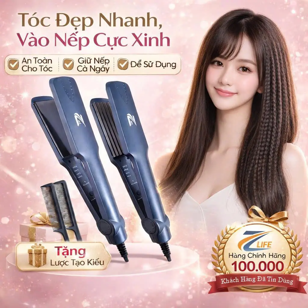 Máy Là Tóc Bản To Có 4 Mức Chỉnh Nhiệt Kemei KM329/ Zlife Z-369 Women Nữ