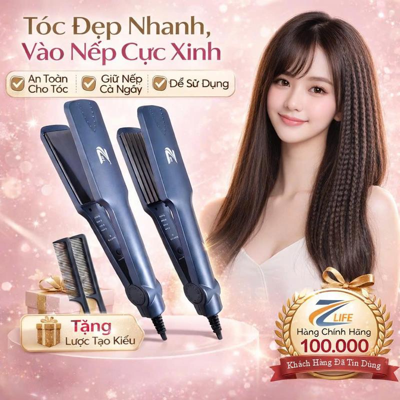 Máy Là Tóc Bản To Có 4 Mức Chỉnh Nhiệt Kemei KM329/ Zlife Z-369 Women Nữ