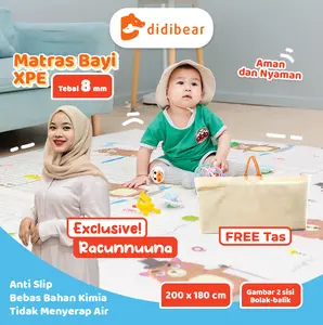 EXCLUSIVE RACUNNUNNA Didibear BONUS TAS 180X200X8MM Baby Playmat Foldable Alas Bayi