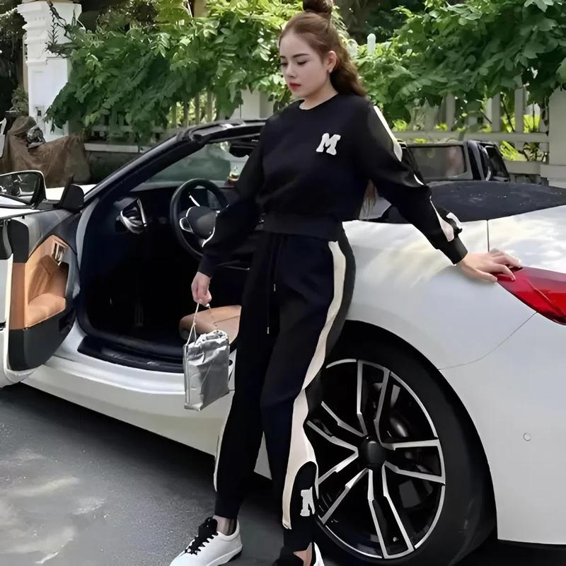  Set bộ chữ M hình in dành cho nữ bộ dài tay thu đông 5 màu siêu xinh phong cách Hàn Quốc   Bộ chữ M  Áo Top Women 