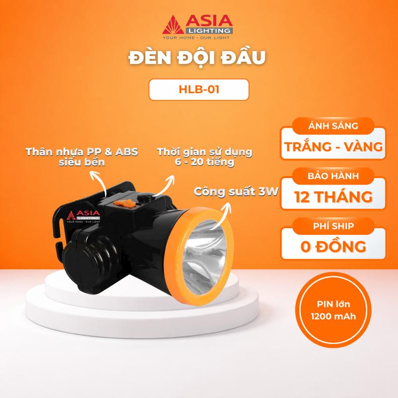 Đèn Pin Đội Đầu HLB-01 Asia Lighting – 3W – Pin Sạc Li-ion 1200mAh – Ánh Sáng…