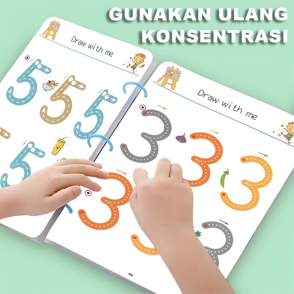 【COD】Magical Tracing Workbook 200 /136/64/50 Halaman Reusable Mainan Edukasi Menggambar
