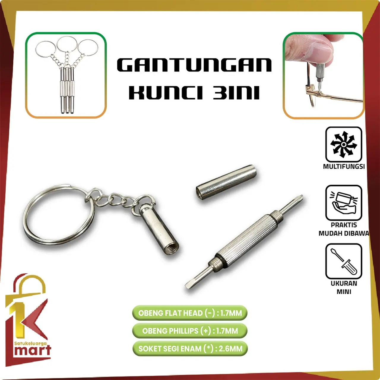 [COD] SM C905 Gantungan Kunci Obeng 3IN1 Obeng Mini Screwdriver Obeng Multifungsi
