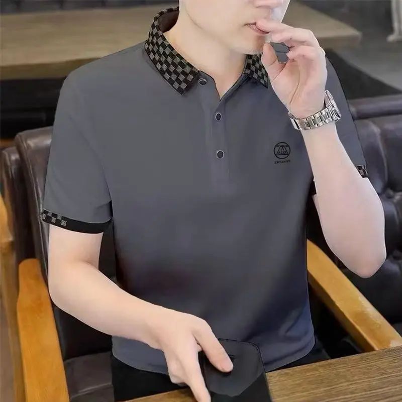 Small Ches Baju Distro Dewasa ll Kaos Katun kerah kotak catur polos Pria Dewasa 0