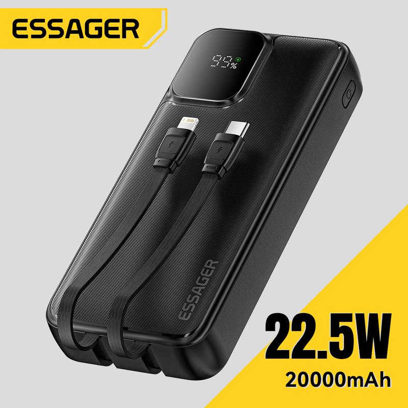 Sạc Dự Phòng Sạc Nhanh, Essager, 22,5W, 20000mAh, Có Màn Hình Kỹ Thuật Số, Sạc Cầm Tay, Tương Thích Với Sạc Nhanh PD QC PPS, Thích Hợp Cho iPhone 15 16 Pro, Huawei Mate 60, Máy Tính Bảng Samsung