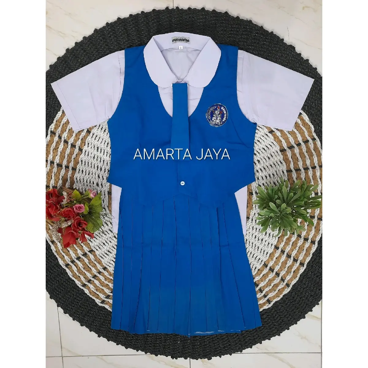 SETELAN BAJU PAUD DAN TK PGRI CEWEK PENDEK SERAGAM SEKOLAH PGRI WARNA BIRU PUTIH BAJU BAHAN KATUN DELTA DAN ROK ROMPI BAHAN GRAND MASTER MURAH BERKUALITAS