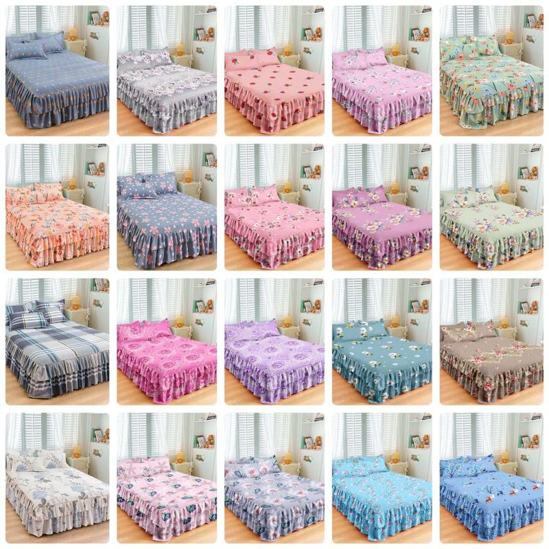 Bedsheet Cadar Ropol 4IN1 Set Queen Bedsheet 4IN1 BedSkirt Bedspread ...
