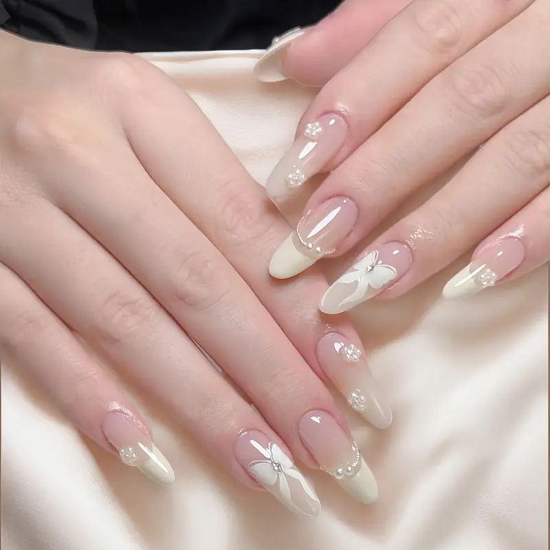 [MJ892] CHOCO NAILS- Bộ Nailbox 30 Mó.ng Form Nhọn Hạt Gạo Họa Tiết Nơ Xinh Nhẹ Nhàng Cực Xinh Đủ Size Cho Nữ Tặng Kèm Phụ Kiện Gắn Món.g 7