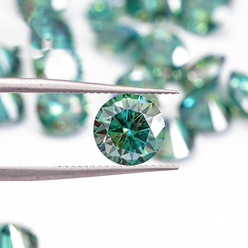 LLXYW Aquamarine/Green Blue color Moissanite Loose Gemstones VVS1 3EX Cut Real Certified Moissanite 1