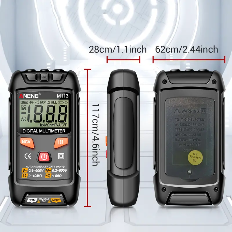 ANENG Digital Multimeter Portable NCV Non Contact 1999 Count 600V - M113 - Black 8