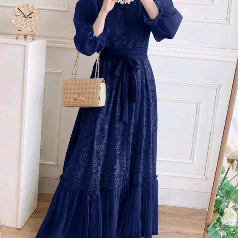 TP89 Dres Gamis inana 89z4 maxi cantik full brukat lapis furing Muslim Organza Nyaman Wanita Tile 2