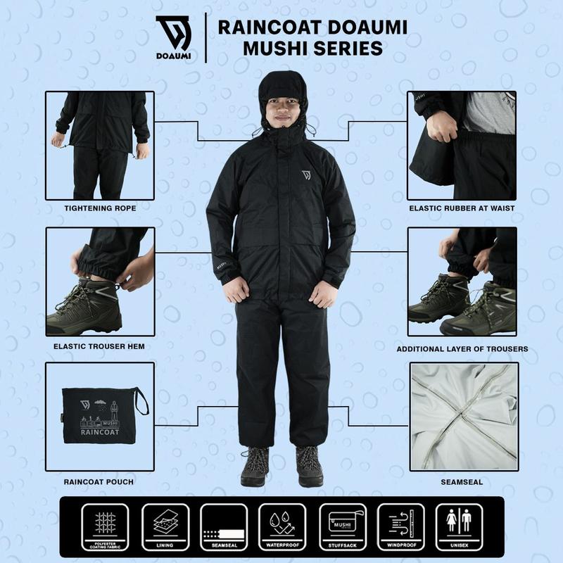 Raincoat Jas Hujan Doaumi Mushi Pria Wanita Dewasa Jas Hujan Motor Setelan Jaket Anti Rembes 4