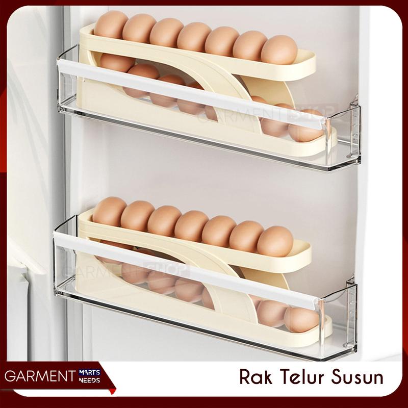 Rak Telur 4 Tingkat Bergulir Otomatis Tempat Dispenser Penyimpanan ...