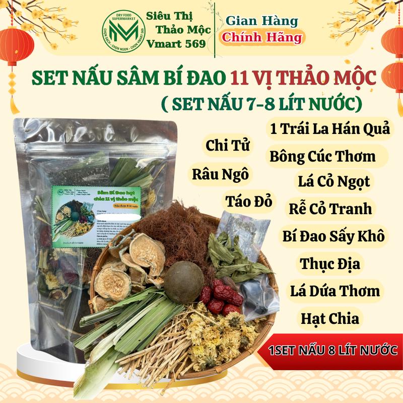  Set sâm bí đao bông cúc hạt chia 11 vị nấu 8 lít nước thơm ngon thanh mát 