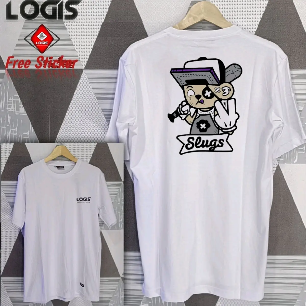 Tshirt kaos Distro Original LogisLOGIS SLUUGS Cottoon Combad Combed 24s Katun Nyaman Simple Keren Oblong Pendek Tangan BERKUALITAS Lembut Pria